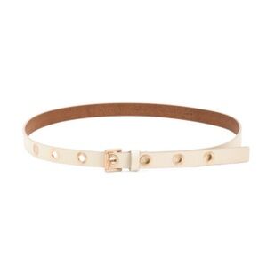 All Saints M-L-XL Ivory Genuine Leather Gold Tone Eyelet Belt